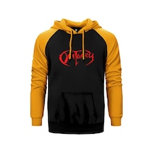 Obituary Logo Red Sarı Renk Reglan Kol Sweatshirt / Hoodie
