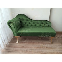 Dekoratif Bihter Koltuk Josefin Puf 110 Cm Gold Ayak Yeşil