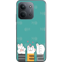 Redmi 15c Uyumlu Kedi Patileri Baskılı Silikon Kılıf Renkli