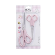 Rooc Premium Serisi Ergonomik Saplı Çelik Gıdaya Temasa Uygun 2'li Mutfak Makası, Pembe