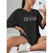 Modi Baskılı Oversize T-shirt - Siyah - Mymg146038
