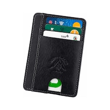 Alphaclub Bag Unisex Siyah Hakiki Deri Çok Bölmeli İnce Cüzdan Ve Kartlık
