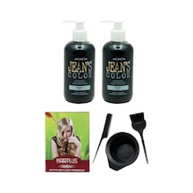 Jeans Color Saç Boyası Yeşil 250ml 2ad, Saç Açıcı ve Fluweel Saç Boya Kabı Seti