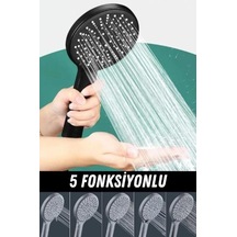 Duş Başlığı Yüksek Tazyikli Tasarruflu Banyo El Ayak Duşu Siyah Ultra Lüks 5 Fonksiyonlu Ayarlanabilir Dayanıklı Çok Renkli