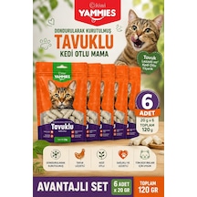 Kiwi Pets Kyct-50355 Yammies Dondurularak Kurutulmuş Tavuklu Kedi Otlu Mama 6 20 G