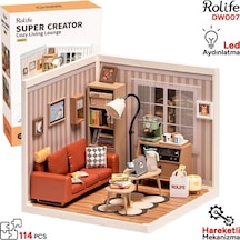 Rolife Dw007 Konforlu Oturma Odası Cozy Living Lounge Dıy Minyatür Maket Model Seti Mini Dollhouse 3d Model Kit Detaylı Dekoratif Hobi Seti 3d Puzzle Tiny House