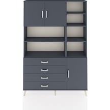 Arges Dolap 9 Raflı 4 Çekmeceli 3 Kapaklı 132x30x195 Antrasit-antrasit/antrasit Antrasıt/antrasıt
