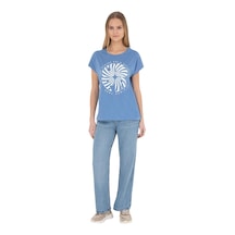 U.S. Polo Assn. Kadın Baskılı T-shirt Mavi