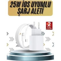 15/pro/pro Max 25w İos Uyumlu Hızlı Şarj Aleti Adaptörlü Beyaz - Lisinya