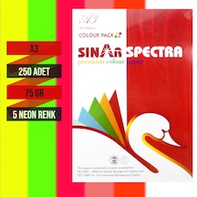 Sınar Spectra A3 Fotokopi Kağıdı 5 Fosforlu Renk 250'li 75 G