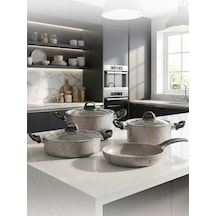 Hascevher Terra 7 Pcs Nonstick Set Cam Kapaklı 1822ten26kar26tv Krem