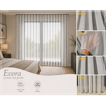 Evora Düz Lüx Tül Perde / Ölçünüze Özel Dikim Kırık Beyaz