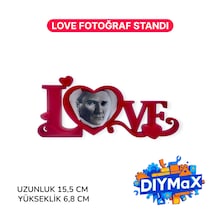 Love Yazılı Fotoğraf Tutucu Stand Kırmızı Dekoratif Fotoğraf Çerçevesi