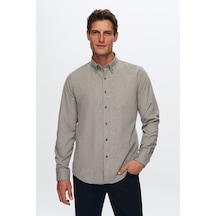 D'S Damat Ds Damat Regular Fit Gri Düz Kışlık Gömlek 7HC02ORT13265 Gri