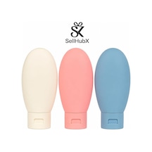 3'lü Silikon Seyahat Şişesi Seti 60 Ml Bpa Free Sızdırmaz Seyahat Boy Şampuan, Losyon Ve Kozmetik Taşıma Şişesi