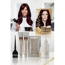 Maxx Deluxe Golden Beauty Set Saç Boyası 4.6 Kestane Kızılı 2 Li + Fırça+pratik Boyama Kabı