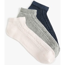 Koton 3'lü Patik Çorap Seti Dokulu Çok Renkli Multıcolor 4sak80339aa