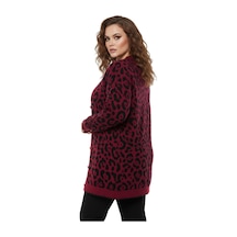 Kadın Leopar Desen Hırka 101002 Bgl-st04079 Bordo