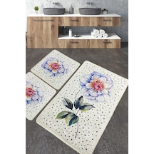 Jade Banyo Halısı Djt 3 Lü Set Banyo Halısı Paspas Yıkanabilir Kaymaz Çok Renkli