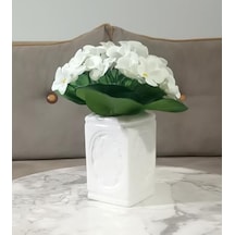 Dahil, Dahil,vazoda Çiçek,beyaz Yapay Çiçek, Dekoratif Çiçekli Kare 8x8x16cm Diğer