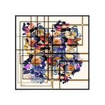 Aker Bej Çiçek Desenli İpek Twill Eşarp Lacivert Çiçek Desenli Lacivert Çiçek Desenli