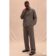 Tarz Cool Erkek Haki Tencel Kumaş Oversize Gömlek Pantolon Takım Rahat Kesim Yazlık Kombin Tarz Cool Erkek Haki Tencel Kumaş Oversize Gömlek Pantolon Takım Rahat Kesim Yazlık Kombin