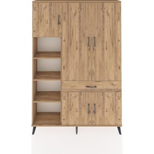 Arges Dolap 8 Raflı Tek Çekmeceli 5 Kapaklı 132x30x195 Çam-çam/çam Atlas Çam/atlas Çam