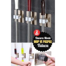 2 Adet Çok Fonksiyonlu Stand Kanca Paspas Tutucu Duvara Monte Mutfak Banyo Vantuz Organizer Beyaz Diğer