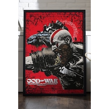 God Of War Siyah Ahşap Çerçeveli Poster, Dekoratif Oyun Duvar Tablosu