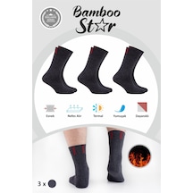 Bamboo Star Termal Erkek Çorap Havlu Pamuklu Kışlık Kalın Premium Füme Uzun Çorap 3lü
