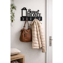 Sweet Home Duvar Askılığı 6 Kancalı Dekoratif Anahtarlık Ve Askı 39 X 28 Cm Siyah Siyah