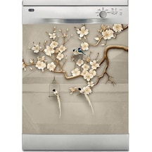 Bulaşık Makinesi Sticker Kaplama Beyaz Eşya Kaplama Kuşlar Ağaç