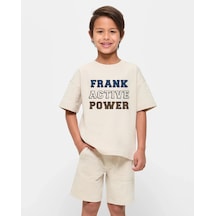Uyguntarz Çocuk Frank Baskılı Pamuklu Tshirt Bej