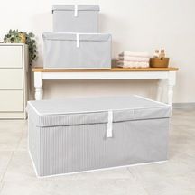 Çok Amaçlı Düzenleyici Kapaklı Sandık Tipi Kutu Hurç Organizer 70 X 40 X 30, Gri Çok Renkli