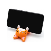 Turuncu Kedi Figürlü Tablet Telefon Tutucu Stand - 3d Baskı Ofis Masaüstü Aksesuarı Ve Biblo