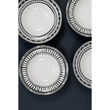 Roma Notte Serisi 27 Cm 4 Lü Porselen Makarna Kasesi Siyah - Beyaz