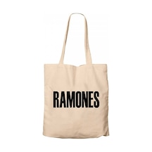Ramones Text Krem Kanvas Bez Çanta Krem
