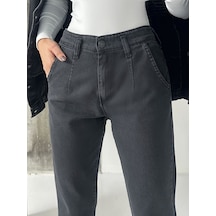 Blue Marlin Pileli Kuşaklı Mom Jeans Siyah