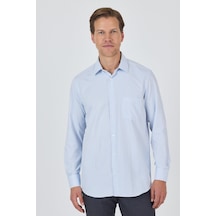 İmza Uzun Kol Çizgili Desen Bez Ayağı Sert Yaka Cepli Pamuklu Classic Comfort Fit Gömlek 1004250179 Beyaz