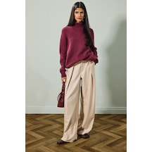 Defacto Wide Leg Çift Cepli Yüksek Bel Düz Paça Pantolon G6074ax25aubg287 Bej-bg287