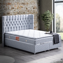 Setaymobilya Baza, Platinum Gri Mdf Baza + Başlık + Real Pedli Ortopedik Yatak