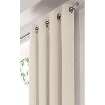 Tül Perde Krem Renk Rustik Perde Kuşgözü Halkalı Boru Halka Dekoring Perde Krem