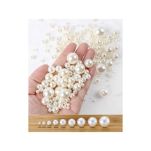 8 Mm 100 Gr Delikli Krem Lüks Kaplama Plastik İnci Boncuk,takı Yapım Boncuğu 100gr +- 350 Adet - 693910577