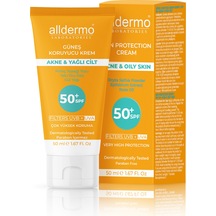 Alldermo Akne Yağlı Cilt Güneş Koruyucu Krem SPF 50+ 50 ML