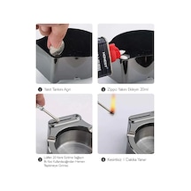 Metal Çakmaklı Küllük Zippo Yakıt İle Çalışır Lisinya