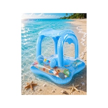 Kara Mavi Gölgelikli Tenteli Çocuk Deniz Simiti Baby Float Bebek Deniz Simiti 0-3 Yaş Bebek Botu Mavi