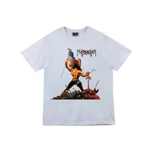Manowar Baskılı Unisex %100 Pamuk Beyaz T-shirt Beyaz