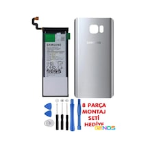Samsung Galaxy Uyumlu Note 5 N920 Arka Kapak Pil Kapağı+batarya Pil Eb-bn920abe+montaj Set Gümüş