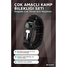 Çok Amaçlı Kamp Bilekliği - Düdük, Çakı, Çakmaktaşı, Pusula Ve Paraşüt İpi Dahil Bx-313573