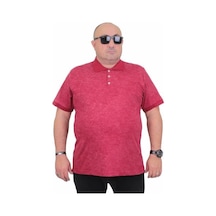 Starbattal Erkek Büyük Beden Polo Yaka Mat Baskılı Tişört 24451 Bordo-Bordo